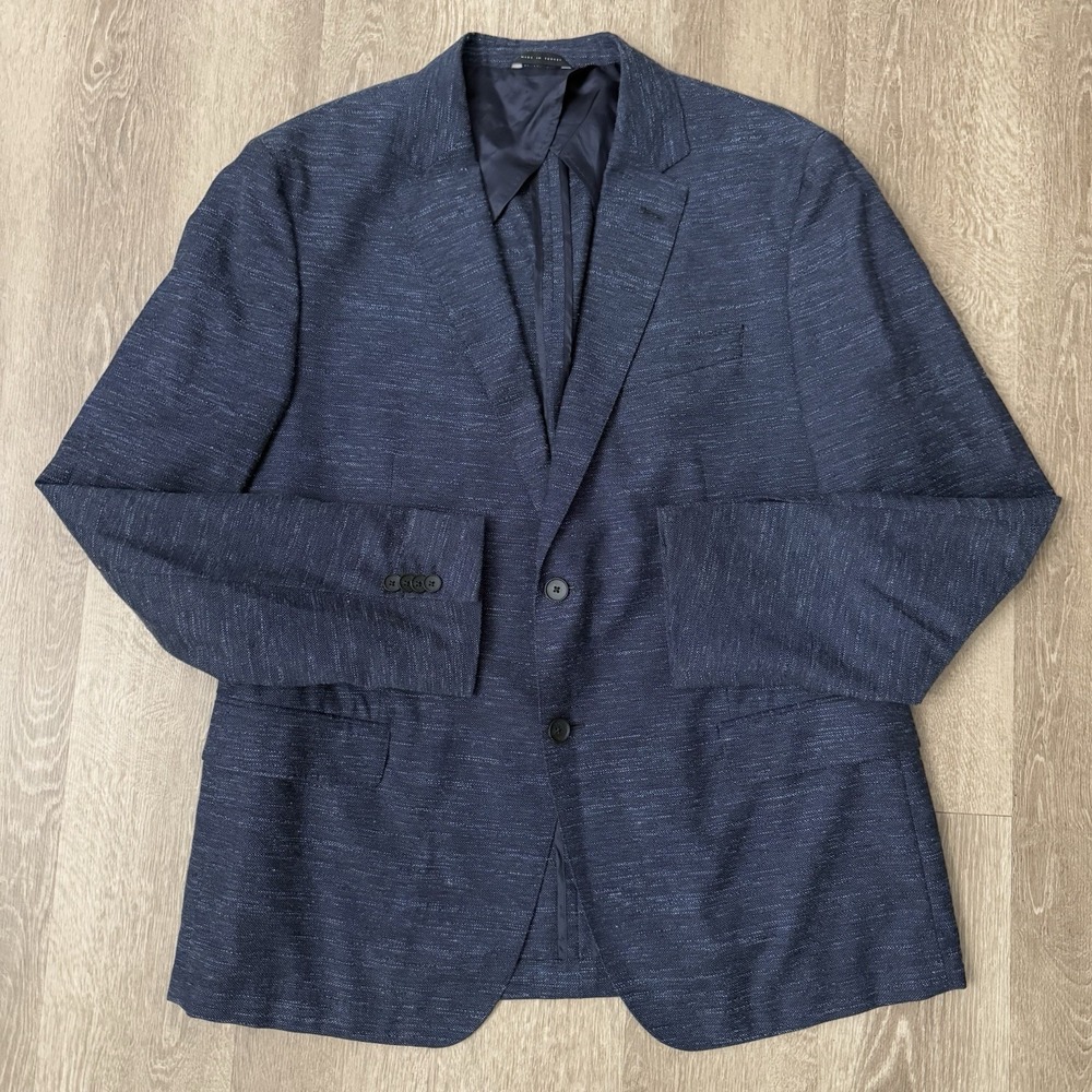 Hugo Boss Lanificio Tesse Biella Unstructured Blazer Men's 48R Blue Heather